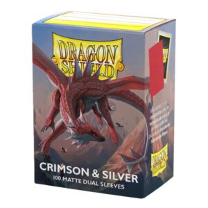 Dragon Shield: Matte Dual Crimson & Silver - Sleeves 100pcs